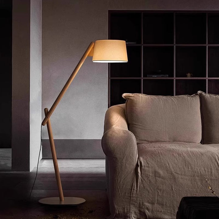 Adjustable wooden floor lamp
