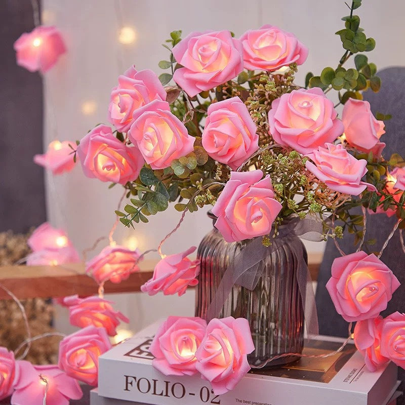 Decorative Foam Rose LED Garland for Table Decorations