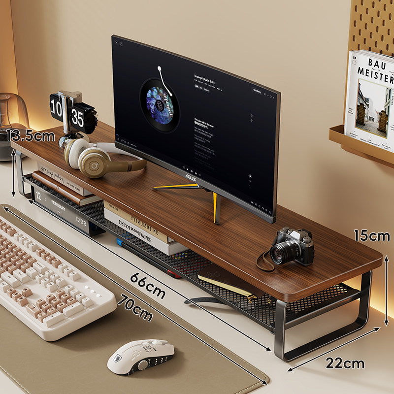 Slim Floating Desktop Monitor Riser with Ventilated Under-Shelf and Rounded Metal Frame
