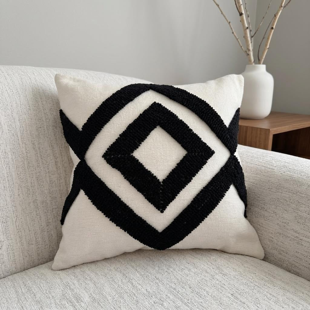 Geometric Patterned Textile Throw Pillow