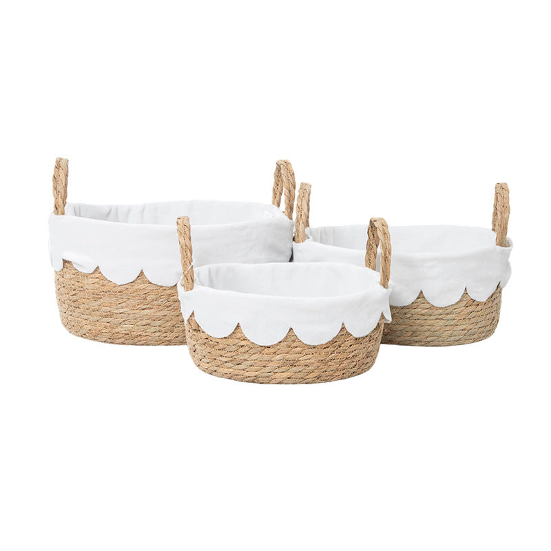 Decorative Woven Storage Basket with Scalloped Edges
