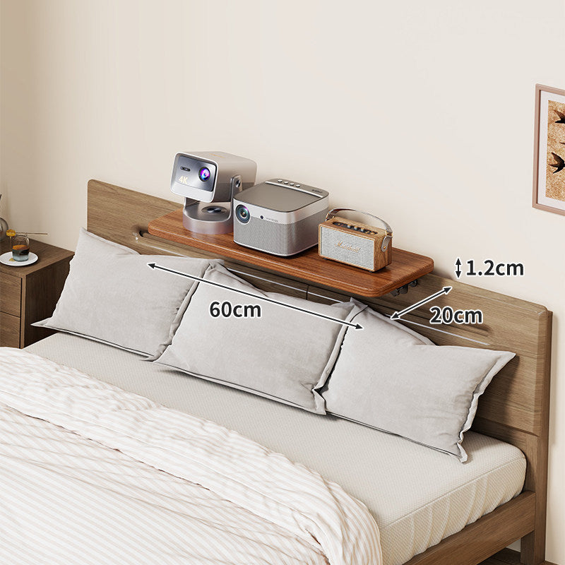 Headboard-Mounted Floating Bedside Shelf for Projectors and Devices