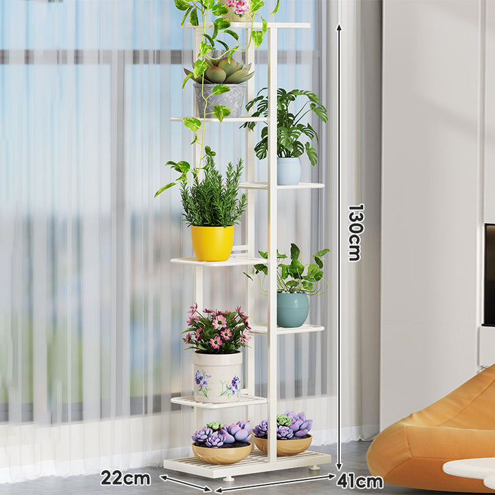 Indoor Multi-Tier Vertical Plant Stand with Slatted Base and Tiered Shelves