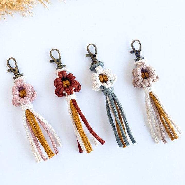 Handcrafted Macrame Flower Keychain