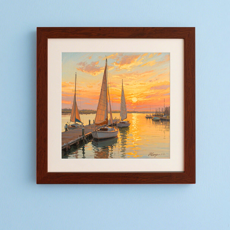 Framed Coastal Sunset Art Display