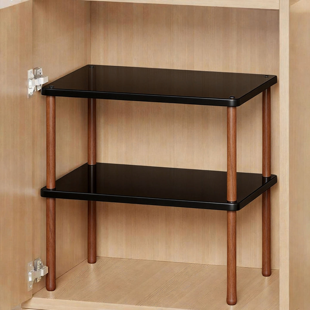 Height-Adjustable Rectangular Wooden Riser Table with Detachable Round Legs
