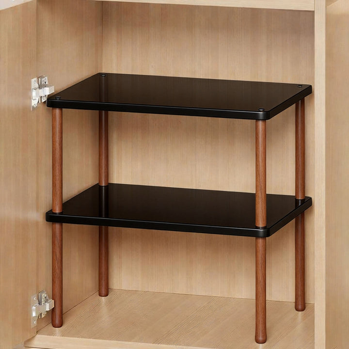 Height-Adjustable Rectangular Wooden Riser Table with Detachable Round Legs