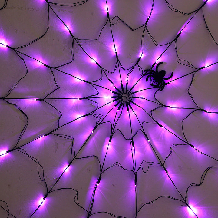 Spiderweb LED Halloween Wall Light Decoration with Artificial Spider