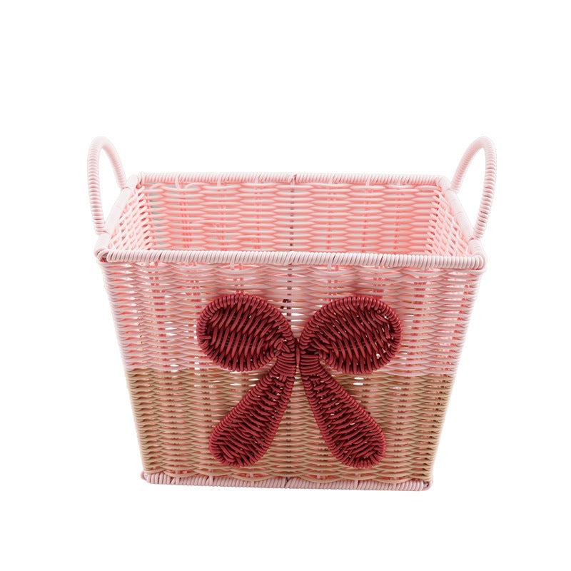 Decorative Woven Storage Basket with Bow Design