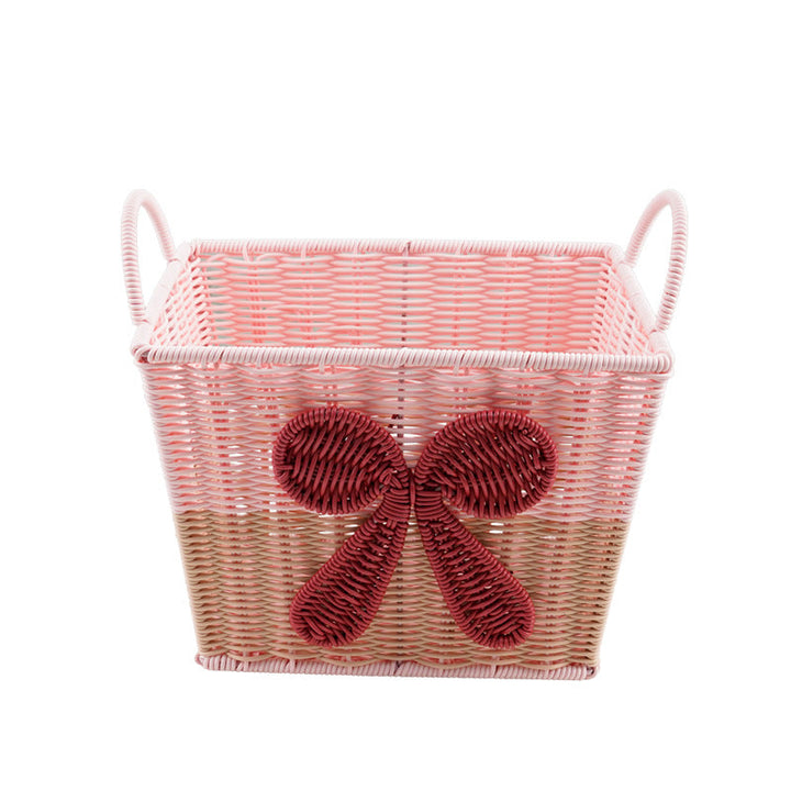 Decorative Woven Storage Basket with Bow Design