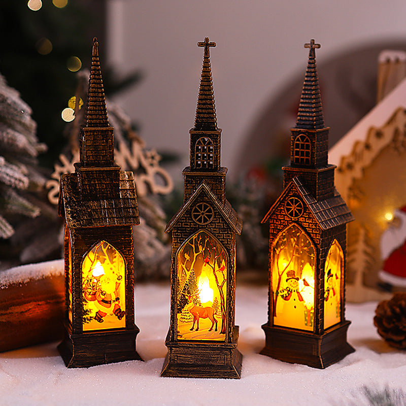 Nostalgic Christmas lantern with movable Santa motif