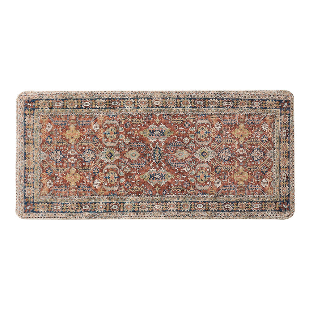 Vintage-inspired runner rug for hallway and kitchen with medallion pattern and non-slip backing
