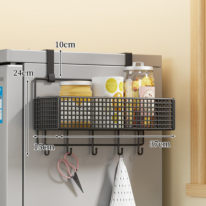 Over-Door Two Tier Metal Mesh Hanging Kitchen Storage Basket Organizer with Hooks