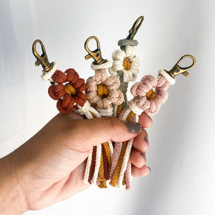 Handcrafted Macrame Flower Keychain