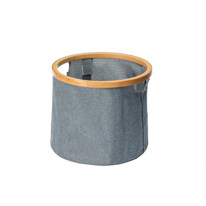 Storage basket with sturdy bamboo lid