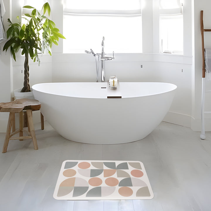 Avarnia Bath Mat Set made of soft microfiber with non-slip latex backing and delicate ornamental print