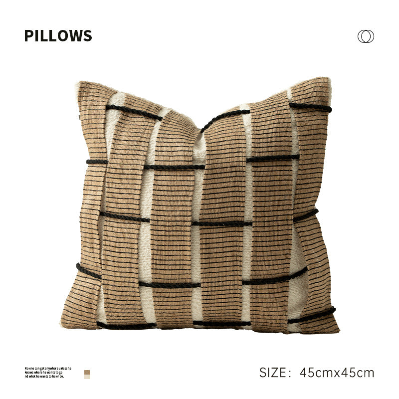 Decorative cushion cover made of woven cotton blend with structured checkered look