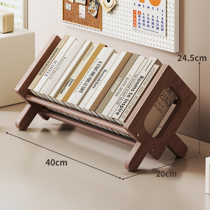 Angled Bamboo Desktop Book and Magazine Rack with Non-Slip Rods