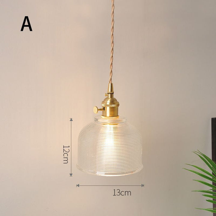 Fluted Glass Pendant Lamp with Vintage Brass Socket
