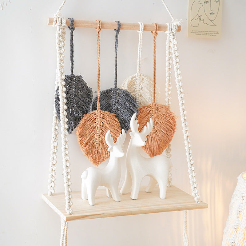 Bohemian Macrame Leaf Art Display Shelf