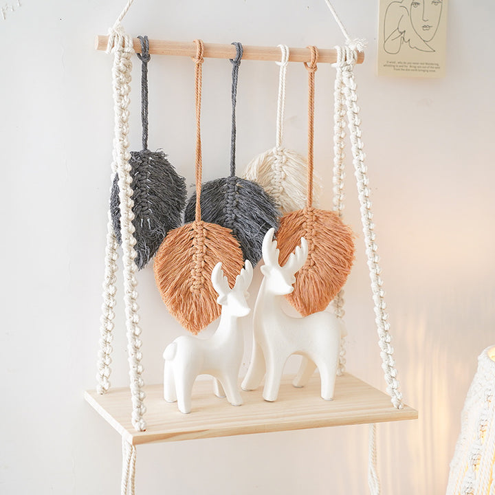 Bohemian Macrame Leaf Art Display Shelf