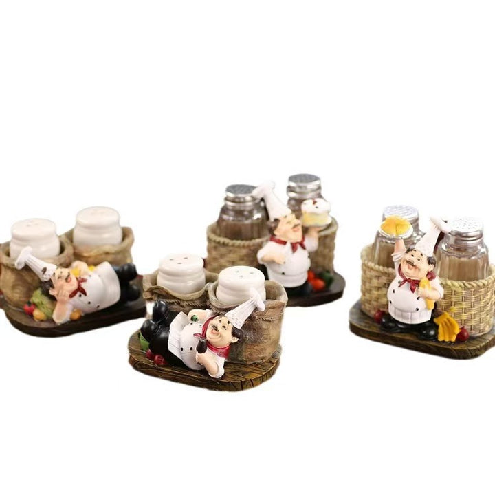 Chef-Themed Decorative Salt and Pepper Shaker Holder