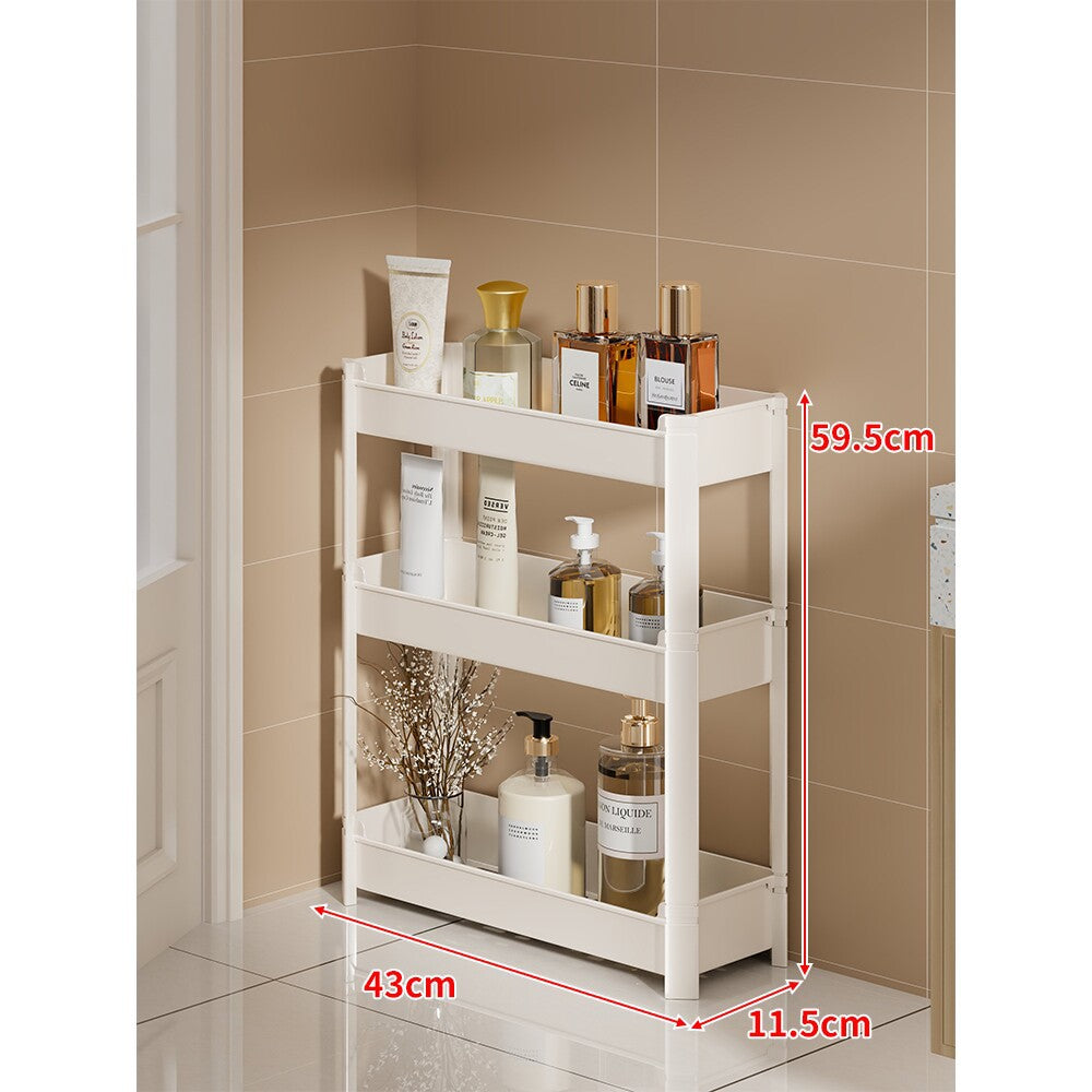 Slim Three-Tier Narrow Bathroom & Vanity Vertical Storage Shelf Organizer