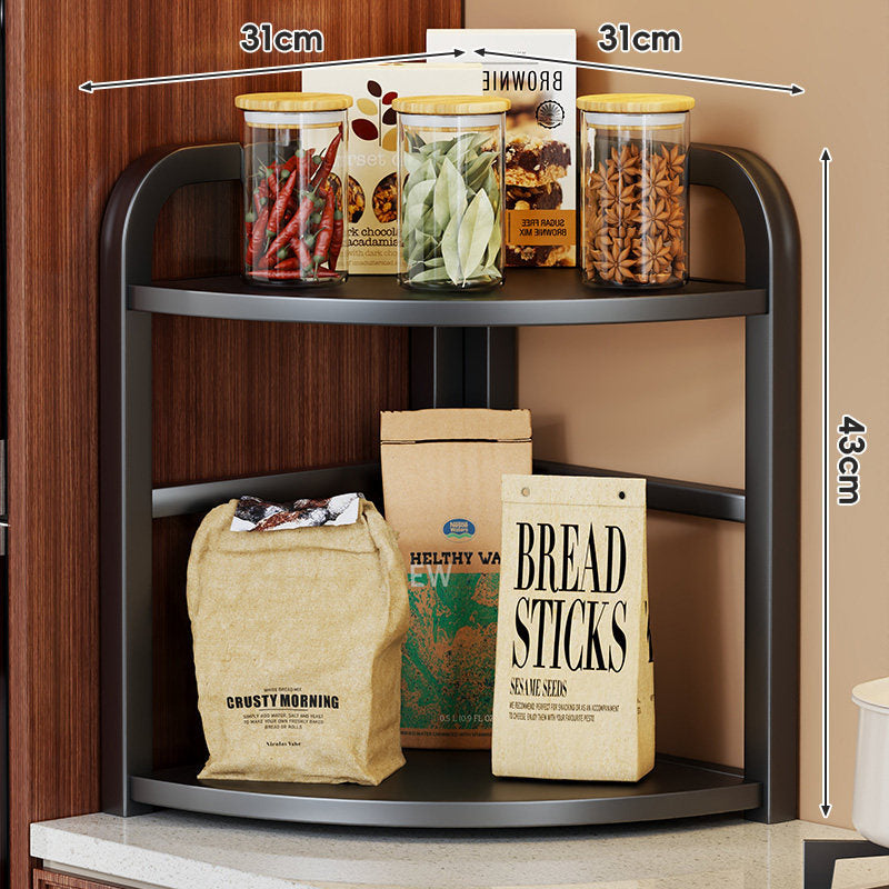 Two-Tier Corner Countertop Storage Shelf with Rounded Frame