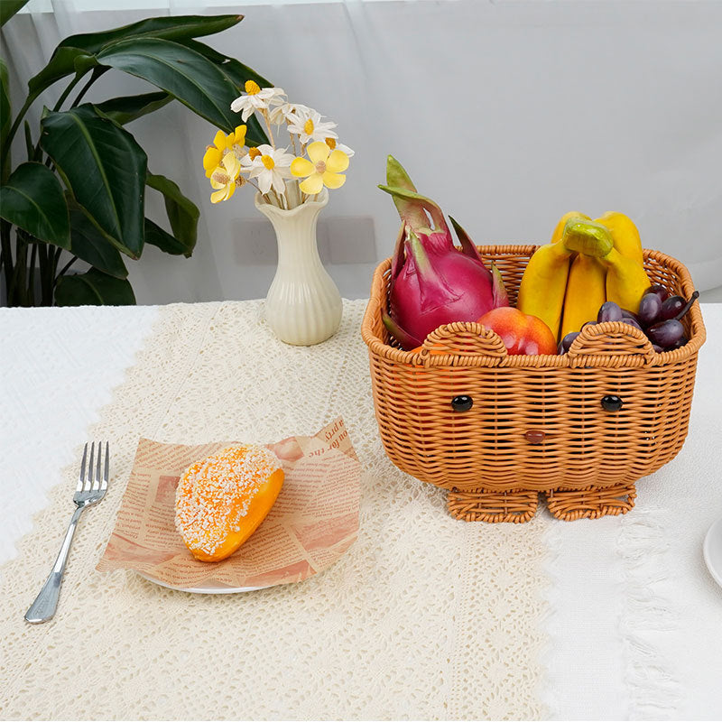 Cute Animal-Themed Woven Storage Basket