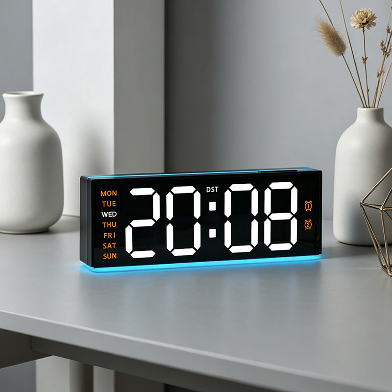 Digital alarm clock with large LED display and multifunctional alarm functions