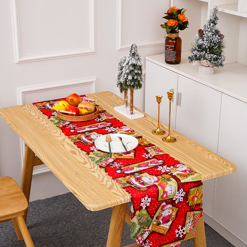 Festive table runner with Christmas motifs