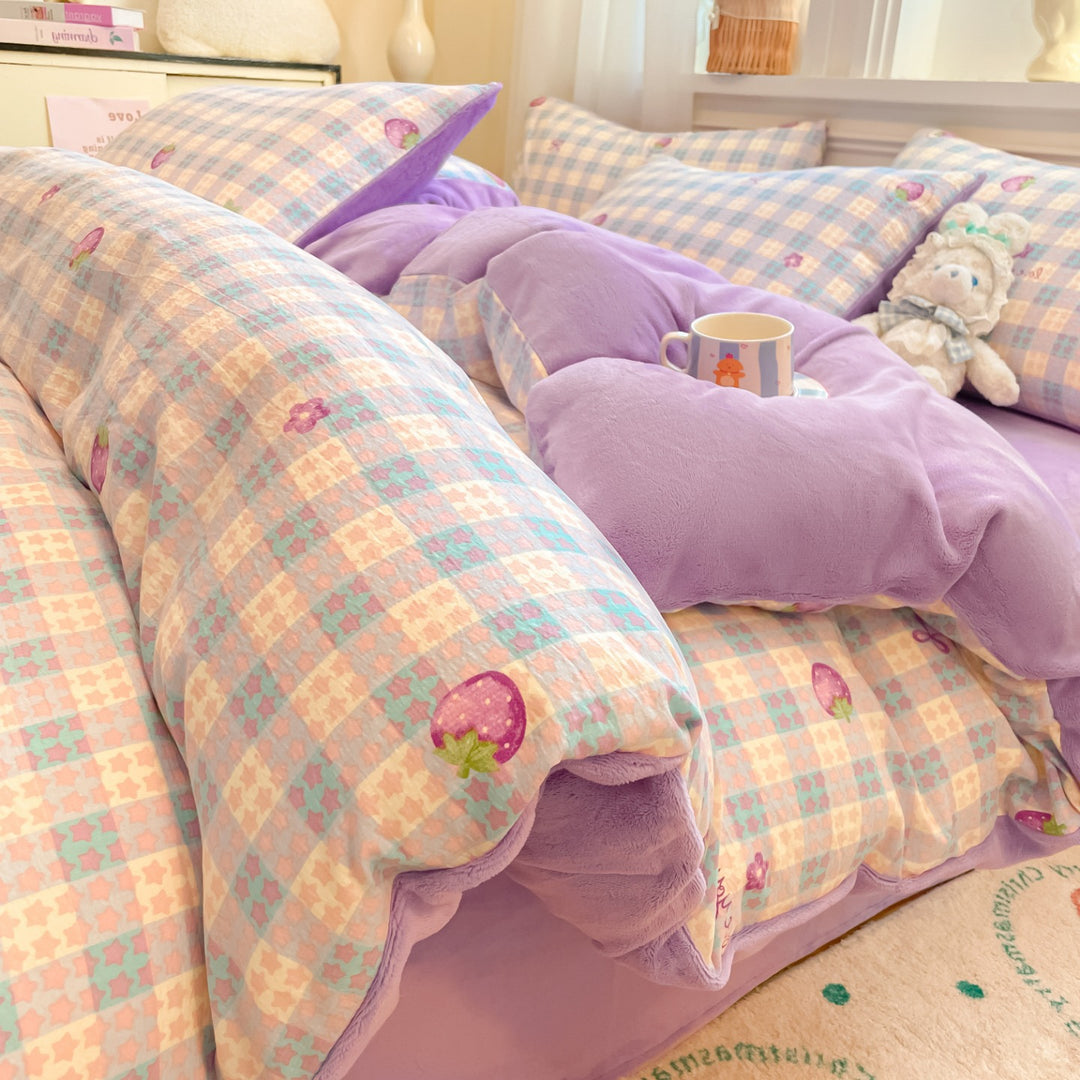 Playful Cartoon Print Duvet Cover Set
