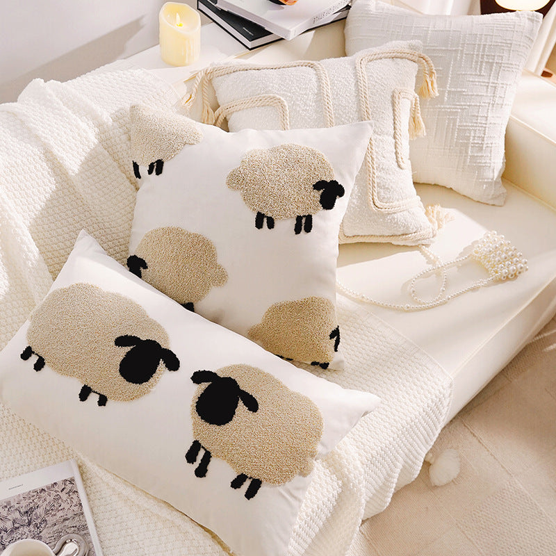 Decorative Sheep-Themed Lumbar Pillow
