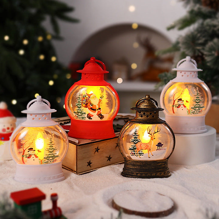 Decorative Christmas lantern with festive Santa motif