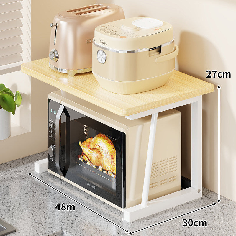 Compact Two-Tier Kitchen Microwave and Appliance Stand with Heat-Resistant Top and Open Lower Storage