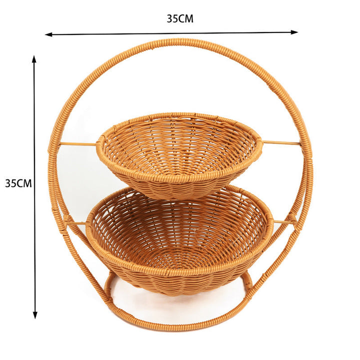 Rustic Two-Tiered Woven Fruit Stand