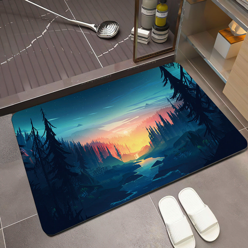 Scenic Mountain Landscape Bath Mat