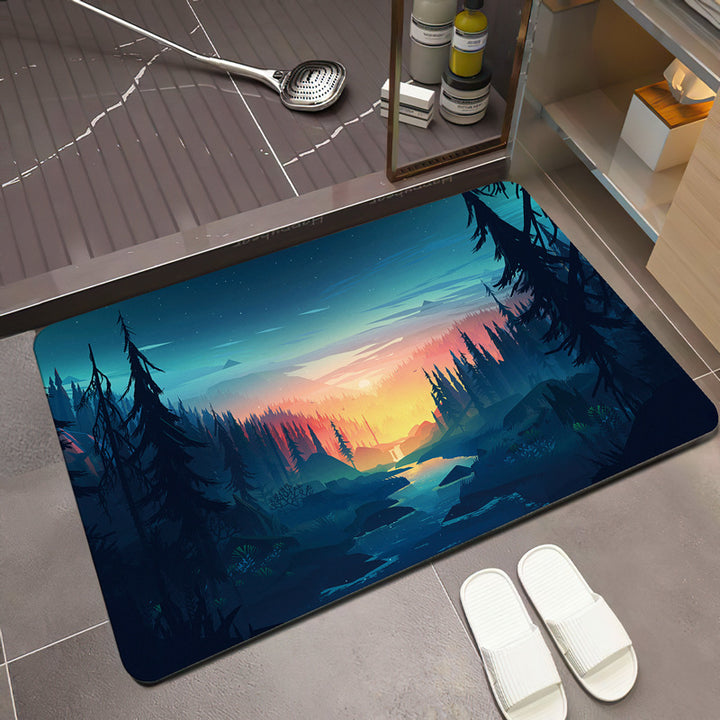 Scenic Mountain Landscape Bath Mat