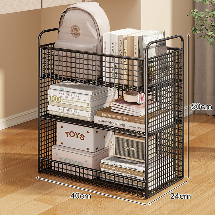 Compact Tiered Metal Mesh Vertical Storage & Display Rack with Removable Shelves and Anti-Slip Feet