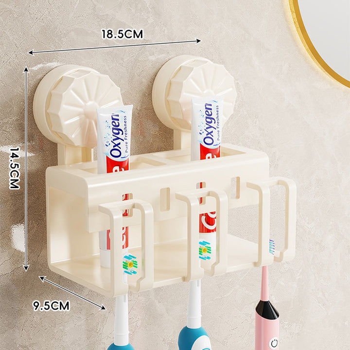 Wall-Mounted Toothbrush and Toothpaste Dispenser Organizer with Protective Covers