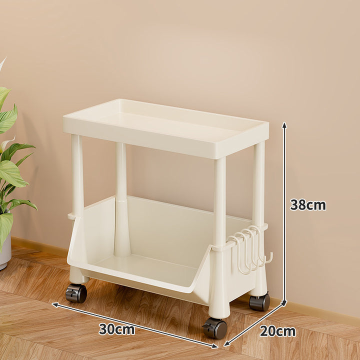 Rolling Under-Desk Storage Caddy with Swivel Casters and Side Hook Rack