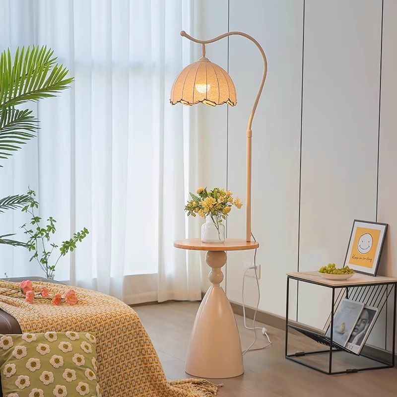 Modern floor lamp with integrated side table