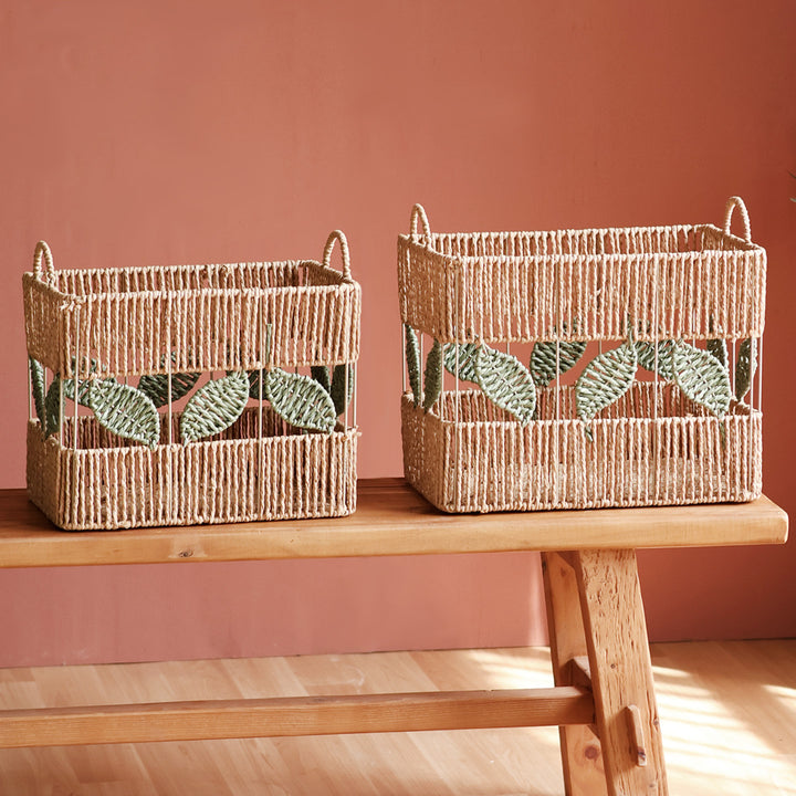 Decorative basket with plant motif