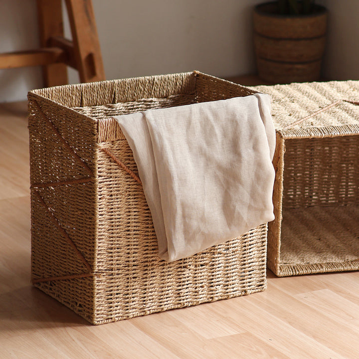 Storage basket made of braided rattan
