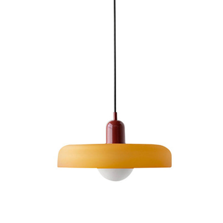 Minimalistic ceramic pendant lamp with layered bell shade