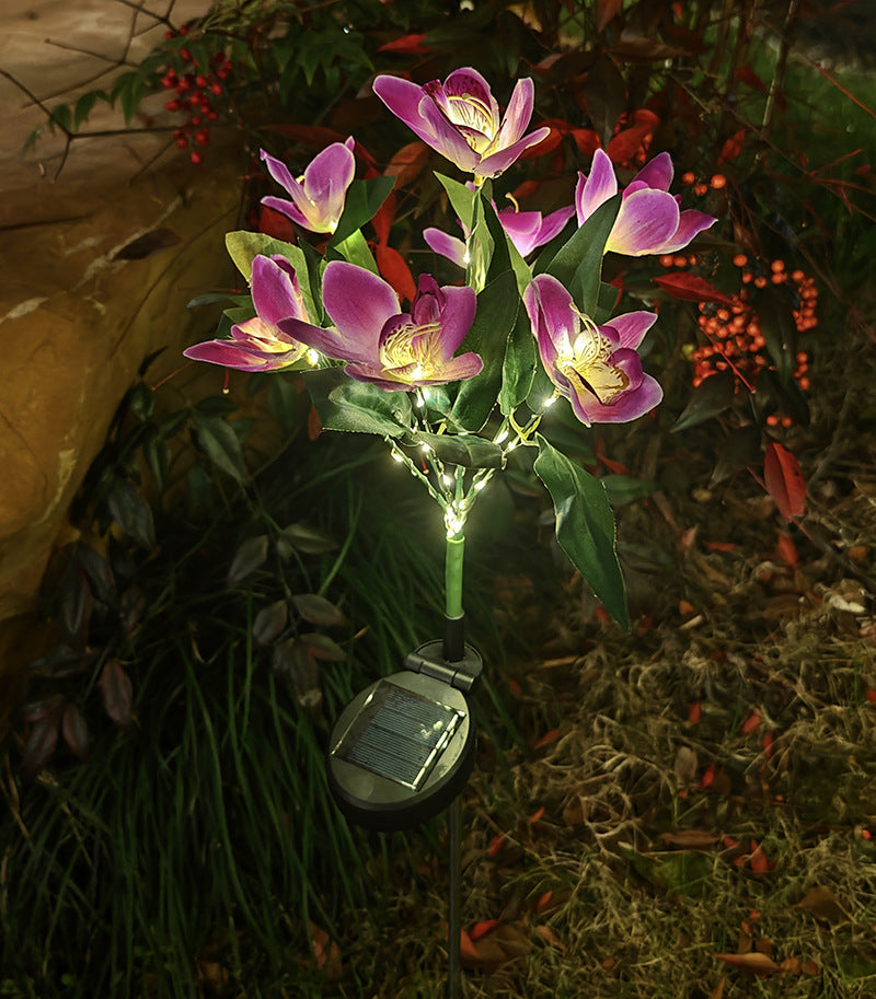 Solar-powered LED decorative flower garden stakes