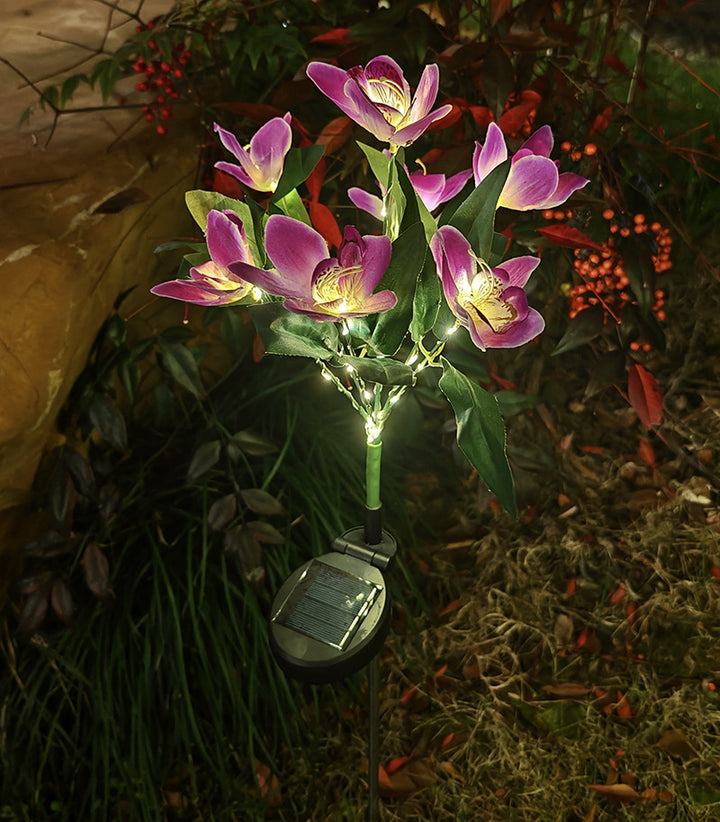 Solar-powered LED decorative flower garden stakes