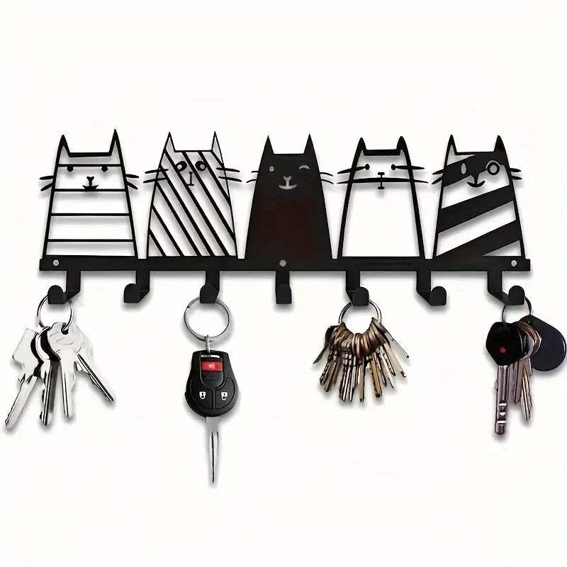 Metal key holder with cat design