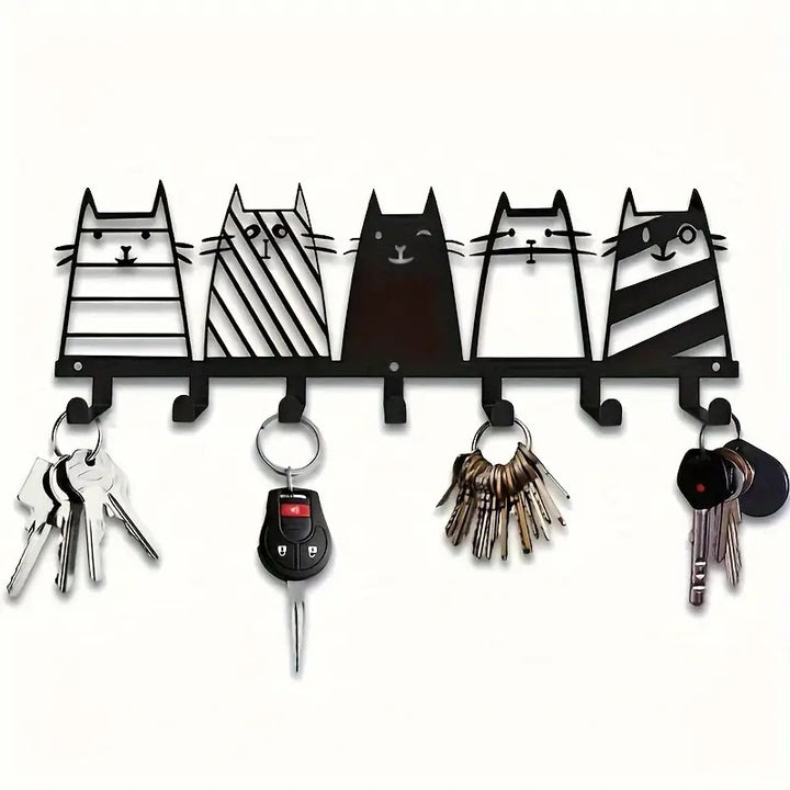 Metal key holder with cat design