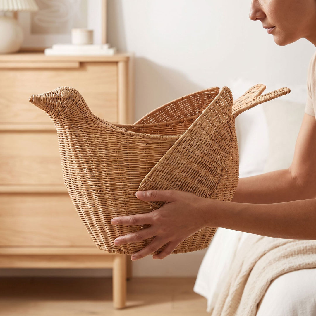 Playful basket in bird design